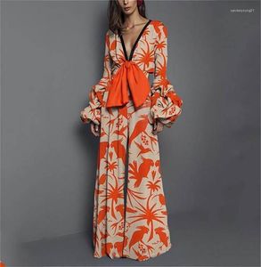 Damesjumpsuits Spring zomer damesmodieuze broek uit één stuk sexy diepe v-hals pant lantaarn