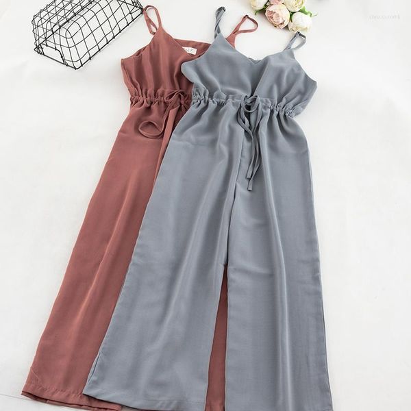 Damen-Overalls, Damen-Strampler, Sommer-Unterhemd, Chiffon-Overall, Damen, feste Freizeitweste, Drasting, weites Bein, Hose, Camis-Overall