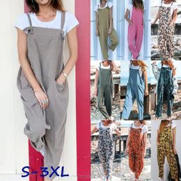 Dames jumpsuits dames solide mode mouwloze pocket dames overalls elegante zomer casual losse vrachtspeelsuits streetwear