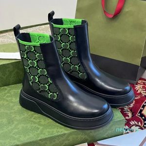 Botas de punto para mujer Botines con plataforma de cuero negro Hombre cómodo y plano Botas de caballero Botines sin cordones con punta Pisos Bota Zapatos de diseñador de lujo