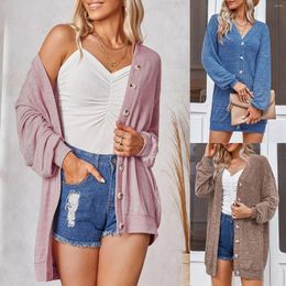 Malha Feminina 2023 Outono Inverno Fino Estilo Solto Comprimento Longo Cardigan Feminino de Malha Suéter Manga