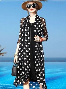 Tricots pour femmes 2023 Vêtements de protection solaire en mousseline de soie Été Mince Section longue Châle extérieur Chemise de climatisation Cardigan de mode coréenne