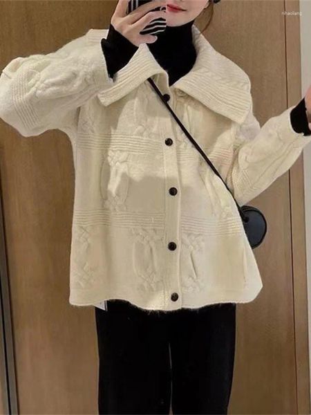 Tricots pour femmes 2023 Cardigan surdimensionné manteau femmes vêtements Pull Femme col rabattu décontracté pull à tricoter couleur unie mode Y2k hauts