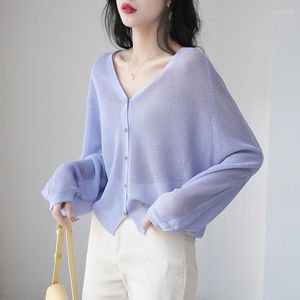 Damesbreien 2023 Lente zomer Zonnebeschermende kleding Fashion Women's Shirts Cardigan Knitwears trui gebreide tops Sandbeach Holiday