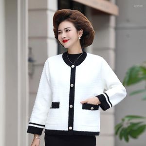 Cardigan à col rond pour femme, manteau décontracté, imitation solide, veste, vêtements d'extérieur, automne-hiver, 2023