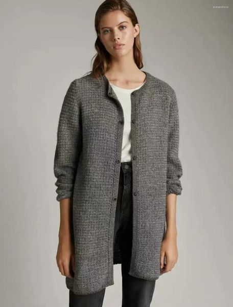 Cardigan en tricot ample pour femmes, boutons à la mode avec pierres précieuses, pull rétro à manches longues, manteau Chic, 2024