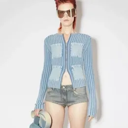 Damesbreien 2024 Primavera novo bolso zip vest uit Slim Malha feminina camisola de alta qualidade y2k