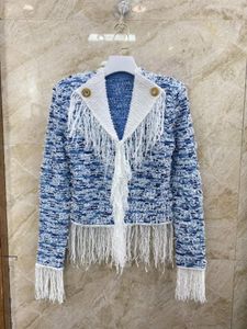 Tricots pour femmes 2024SS printemps luxe mode femmes de haute qualité bleu gland Chic manteau pull femme Cardigans Ddxgz2 12.15