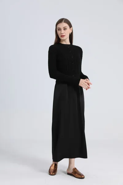 Tricots pour femmes, vêtements Maxi en Satin, robe tricotée côtelée, Cardigan à câble torsadé, Collection automne-hiver, vêtements pour dame