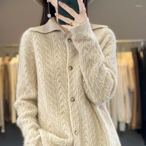 Damesgebreide herfst- en winterkasjmier trui polokraagvest casual losse jas mode-koreaanse versie top van zuivere wol