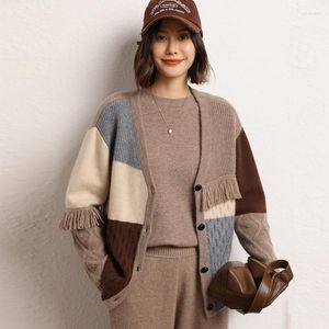 Cardigan en tricot pour femme, pull ample et décontracté en cachemire, mode automne et hiver