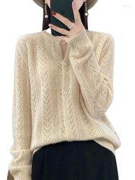 Cárdigan calado de otoño e invierno para mujer, suéter, abrigo holgado de manga larga con carácter, estilo inactivo