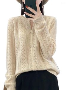 Cardigan ajouré en tricot pour femme, manteau, pull, ample, manches longues, tempérament tricoté, Style inactif, automne et hiver