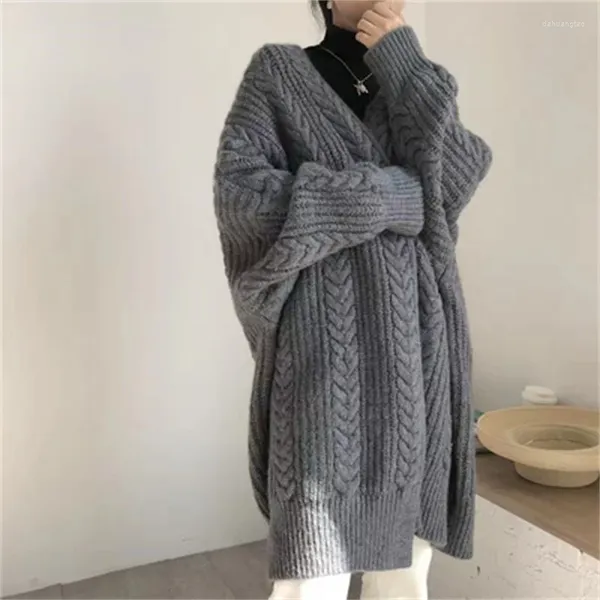Tejidos para mujer, capa de otoño tipo 2024, suéter de punto holgado que combina con todo, cárdigan de punto, chaqueta exterior gruesa de primavera