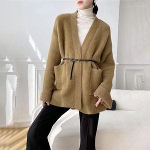 Dames breisels herfst mode dames trui kantoor dame imitatie nertsen vest femme pull losse lage mouw cashmere chaquetas mujer mujer