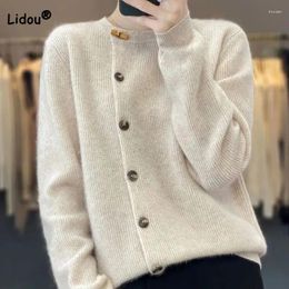 Frauen Strick Herbst Winter Langarm Asymmetrische Pullover Kleidung Einfarbig Mode einreiher Patchwork Strickjacke