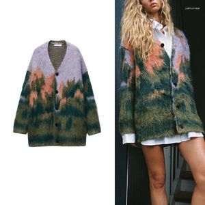 Cárdigan de punto para mujer, cárdigan de Mohair de manga larga con cuello en V, suéter de moda coreana de lujo para mujer, abrigo de punto, Chaqueta de punto