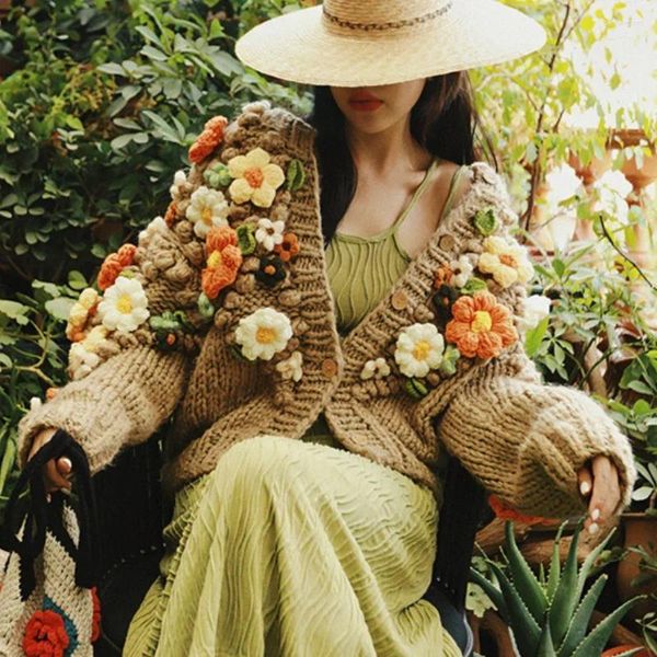 Tricots pour femmes Ayualin vintage handmad crochet tricoté pulls en vrac automne
