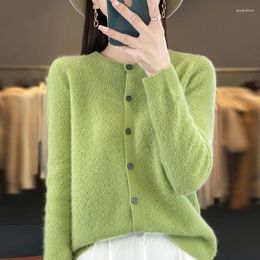 Women's Knits BELIARST Merino Wool Sweater Round Neck Phoenix Tail Cardigan Spring And Autumn Thin Knit Bottom Top