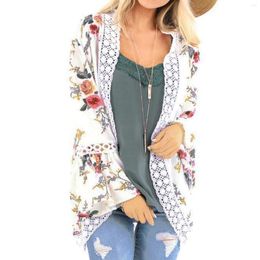 Damesbreien Bikini Beach Cover Up Women Chiffon Print Kimono Shawl Cardigan Blouse Batwing Sheeve Swimsuit Woman 2024 Beachwear Coverup