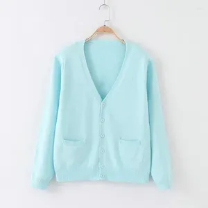 Cardigan bleu en tricot pour femme, expédition directe