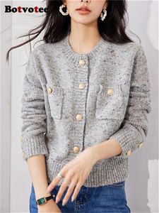 Damesbreien BotvoTee Chic Cardigan Sweater voor vrouwen herfst winter 2024 Koreaanse mode knop op lange mouw losse casual gebreide top