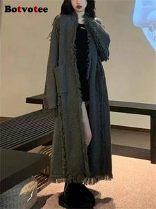 Tricots pour femmes Botvotee Gland Long Cardigan pour femmes 2024 Mode Poches solides Pulls tricotés Automne Hiver Veste à manches surdimensionnées