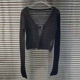 Cardigan en tricot pour femme 2023 Automne Mode Boucle de ceinture Slim Fit Col en V Pull à manches longues de haute qualité Laine mélangée Topr Y2K