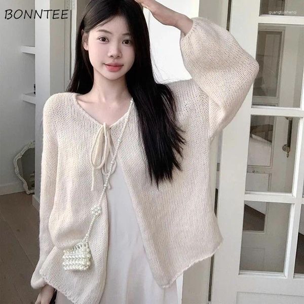 Tricots pour femmes Cardigan Femmes respirant confortable All-Match Streetwear Youngful Sweet Casual Fashion Chic Spring Lace-up Corée style coréen