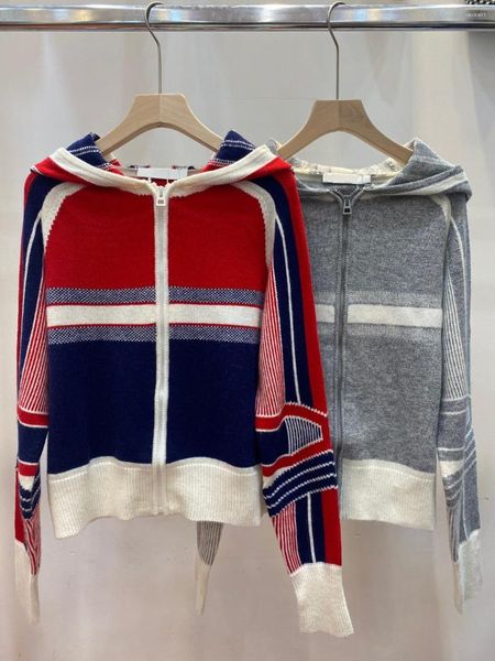 Puntos de mujer Cardigans Mujeres Otoño Invierno Lana Cashmere Con Capucha Cremallera Suéter De Punto Abrigo Clásico Casual Recto Delgado Ropa Femenina