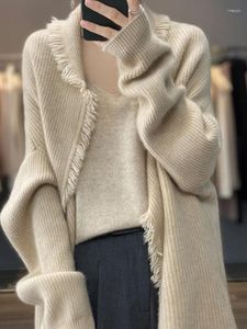 Fonds en cachemire en cachemire pour femmes Tassel Cardigan Pure en laine pure automne et hiver Long Loose Souching Châle Mode coréenne Fashion