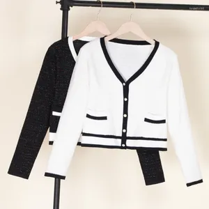 Cardigan tricoté pour femmes, chemisiers féminins, haut court au Crochet, style coréen, Jersey, tricot, pulls tricotés pour dames, vêtements d'extérieur