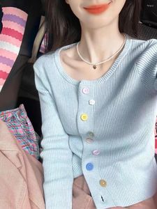 Cardigan tricot en tricot de conception de tricots pour femmes pour usure de printemps à manches à manches à manches courtes
