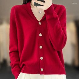 Tejidos femeninos Djzdsm Women Merino Wool Top Fashion Fashion Cardigan Explosion All-Match Sweater 2024 Modelo
