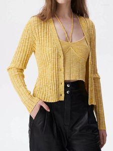 Cardigan tricoté à manches longues pour femme, pull Slim, col en v, simple boutonnage, couleur unie, début d'automne