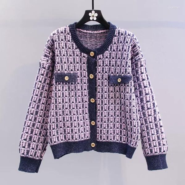 Femmes tricots élégant violet pull veste automne hiver femmes lâche Style paresseux à l'extérieur portant un Cardigan tricoté étranger