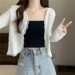 Tejidos para mujer Chales elegantes para mujer Manga larga Volantes Floral Encaje Bolero Bolero Cárdigan de un solo pecho Tops Abrigo de boda para mujer Nupcial