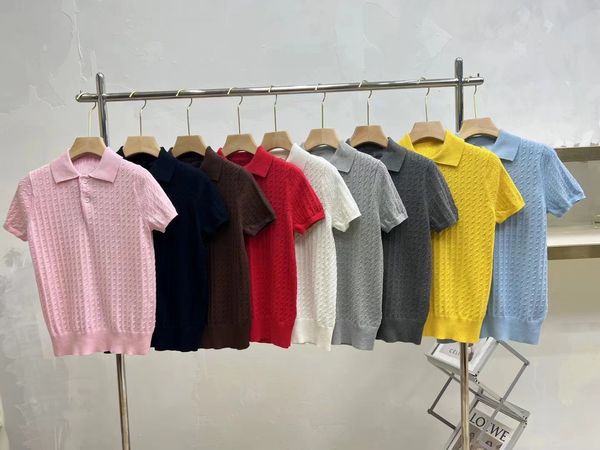 Mujer Puntos Bordado Verano Nuevo Estilo Pequeños Giros De Masa Frita Bolsillo De Algodón Astuto Color Caramelo Moda Versátil Camiseta De Manga Corta Suelta Casual