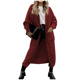 Damesbreien mode casual gebreide trui stevige kleur zak vestje jas jas comfortabel soft tienda