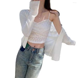 Tricots de tricots pour femmes cardigan tricot coréen Cardigan Femme Spring Summer Bouton Up Protection Soleil Femme Femme à manches longues Tops de tricots Femme