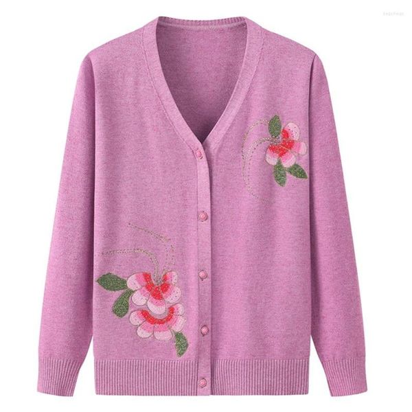 Tricots pour femmes FDFKLAK Cardigan tricoté Cardigan à poitrine unique Femmes 2023 Automne Hiver Moyen-âge et personnes âgées Pull à manches longues Femme Tops