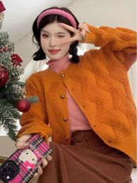 Tricots pour femmes GUUZYUVIZ Automne Hiver Manches longues Épaissir Tricoté Femmes Cardigant Mode Coréenne Élégant Chaud Solide Pull Manteau