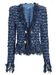Damesbreien High Street Designer Jacket EST 2023 Fall Winter Fashion Women Lion Buttons verfraaid Tassel Knit Cardigan