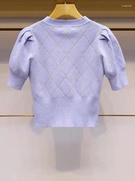 Tricots de tricots pour femmes Japonais Vintage Fashion Y2k Pull Woman Cardigan Korean Style Stitch Summer 2024 Crop tricot