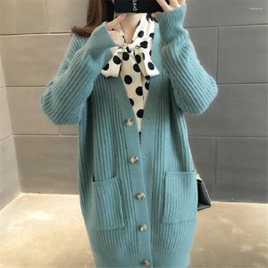 Veste épaisse en tricot pour femme, surdimensionnée, ample, Style coréen, simple boutonnage, Cardigan d'hiver, pull Ropa Mujer 2023