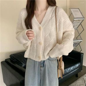 Femmes Tricots Mode Coréenne Couleur Unie Bouton Conception Chandails Cardigan Lâche Manteau Automne À Manches Longues Casual All-match Lady Top ZY7803