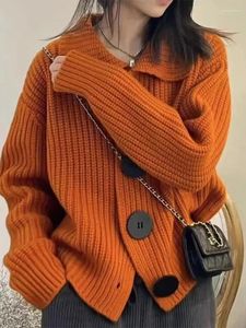 Tricots de style de style paresseux coréen veste de style 2023 Automne hivernal revers réductrice de l'âge