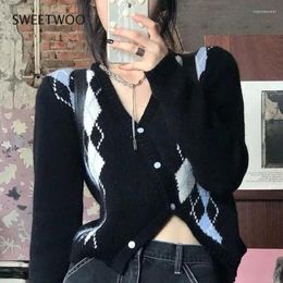 Sweater de cuadros de estilo de mujer Sweter a cuadros de mujeres