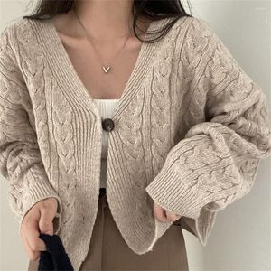 Femmes tricots coréen Vintage croisé femme pull automne hiver 2023 Cardigan à manches longues col en V boutonné décontracté tricoté manteau