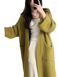 Tricots pour femmes coréen femme tricot manteau ample décontracté Cardigan Long solide automne hiver pull